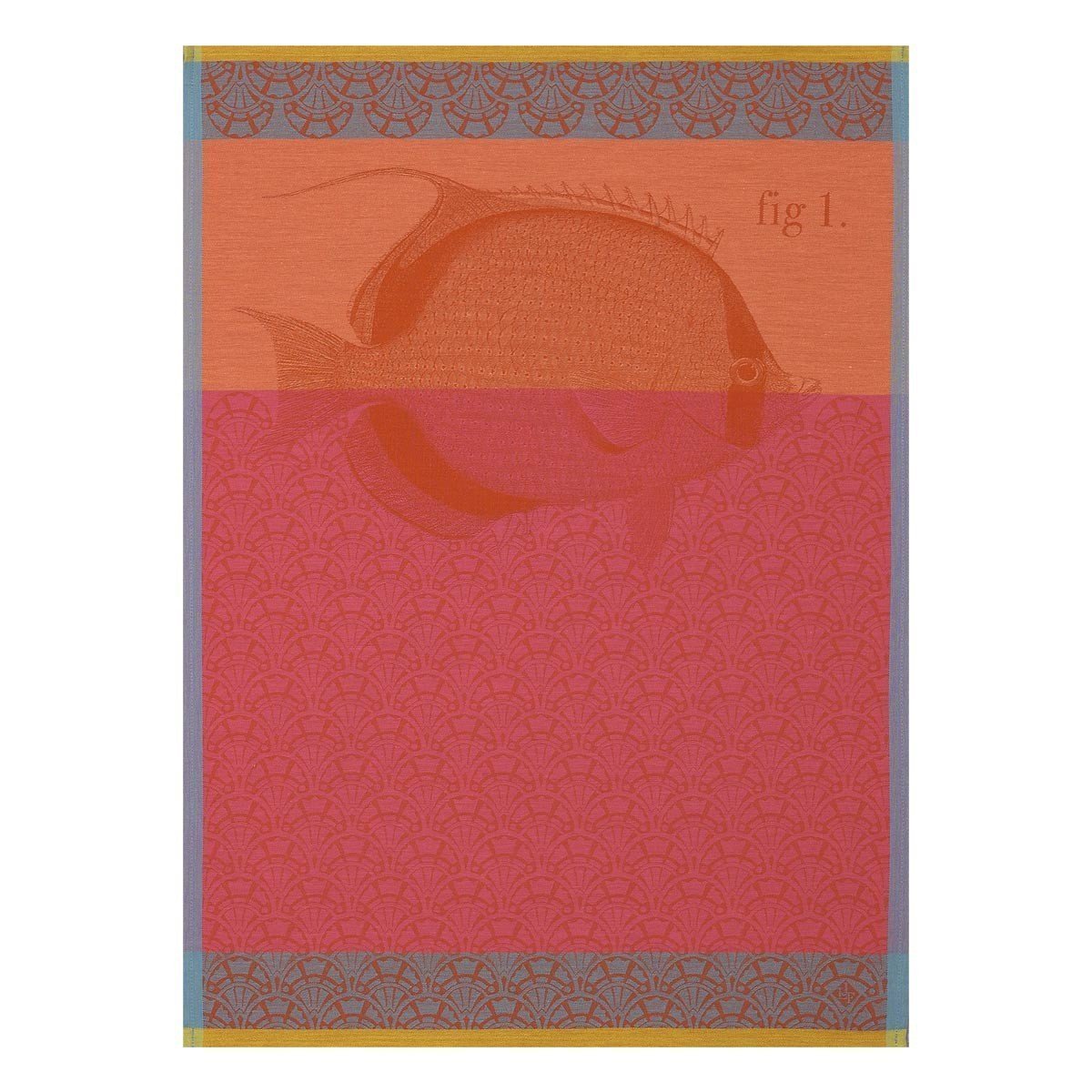 Le Jacquard Français Tahiti Coral Tea Towel Set of 4 by Le Jacquard Francais - 24" x 31" Tea Towels - Set of 4 Coral at FIG LINENS AND HOME - 1