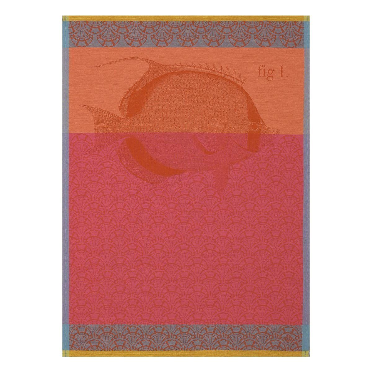 Tahiti Coral Tea Towel Set of 4 by Le Jacquard Francais