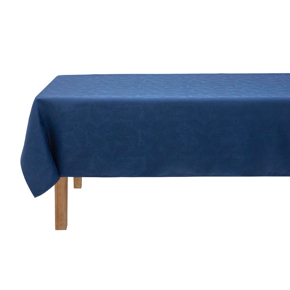 Vegetal Mood Myrtille Blue Tablecloth By Le Jacquard Francais at Fig Linens and Home 2