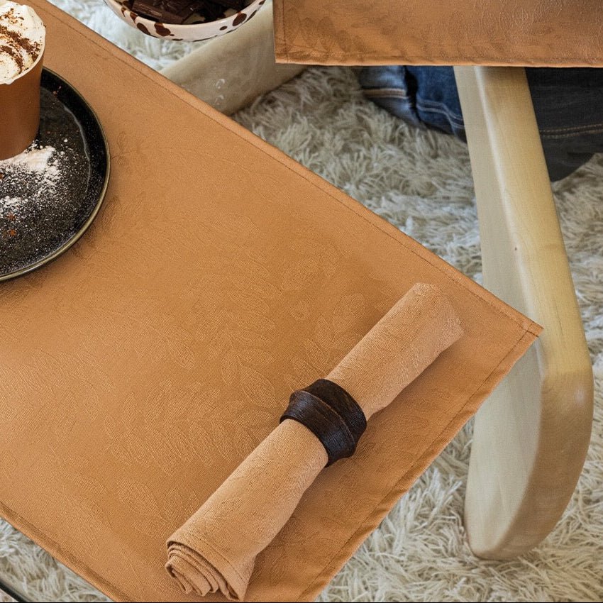 Vegetal Mood Brown Napkin By Le Jacquard Francais Napkin 20" X 20" - Set of 4 BROWN at FIG LINENS AND HOME 1