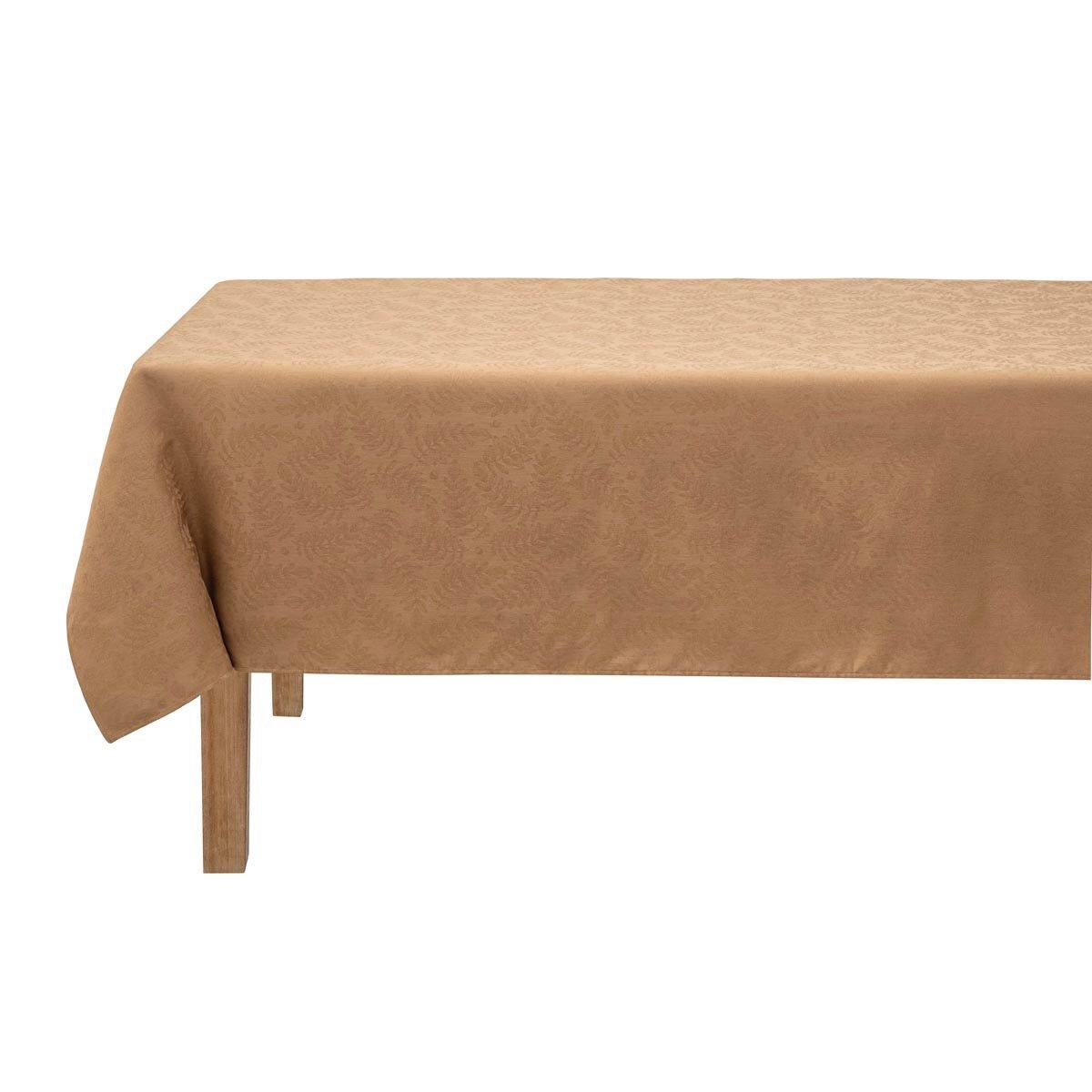 Vegetal Mood Brown Tablecloth By Le Jacquard Francais at Fig Linens and Home 1