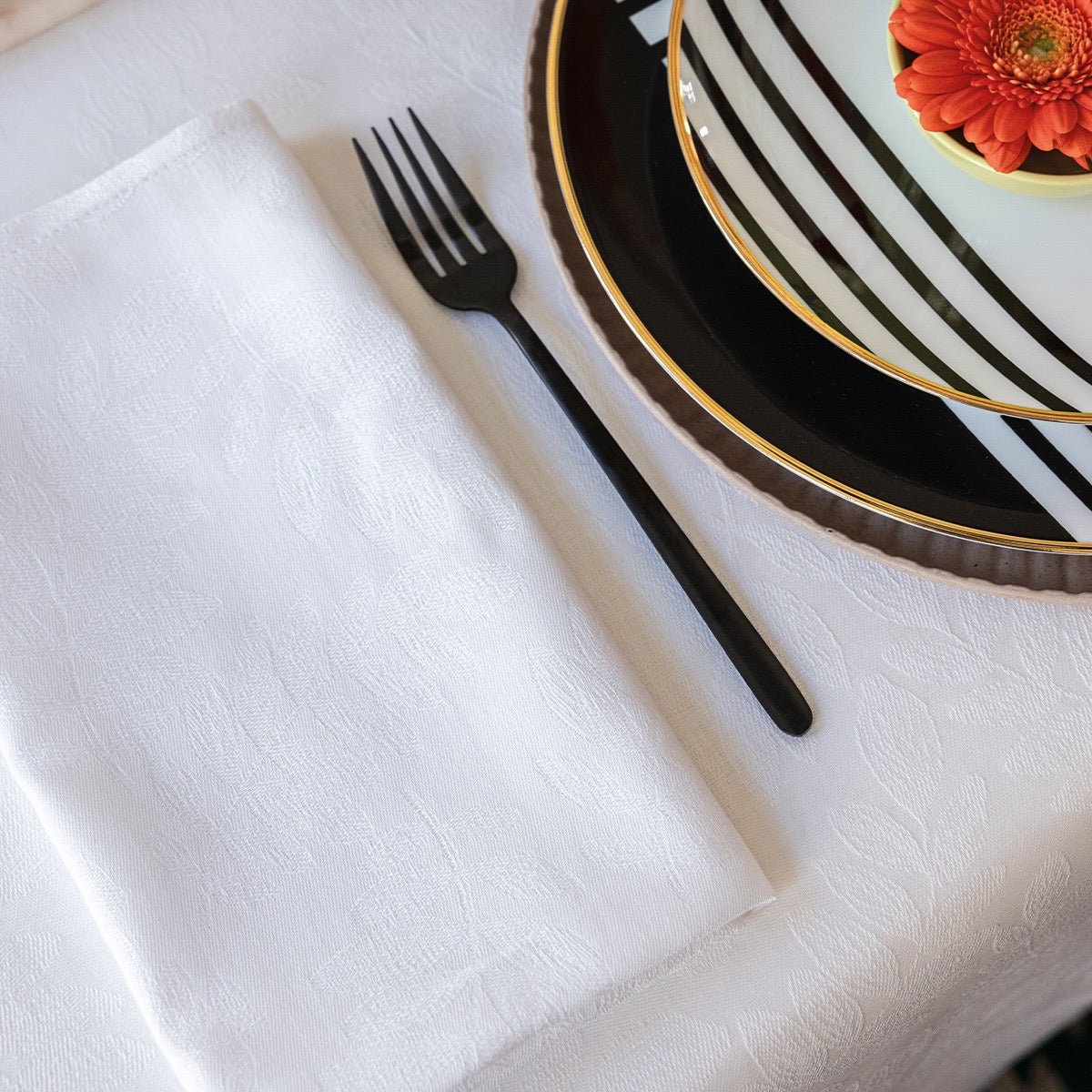 Vegetal Mood White Napkin By Le Jacquard Francais Napkin 20" X 20" - Set of 4 WHITE at FIG LINENS AND HOME 2