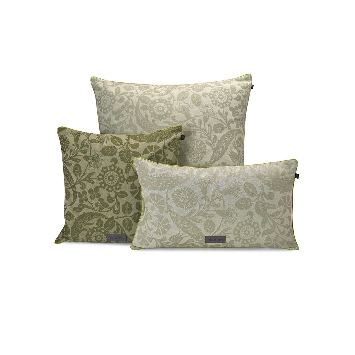 Voyage Iconique Green Pillow Covers by Le Jacquard Francais at Fig Linens and Home
