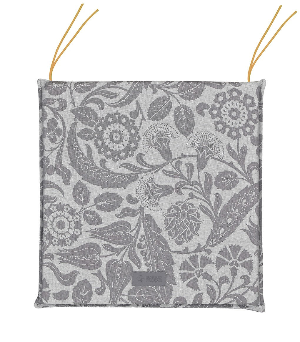 Voyage Iconique Grey Chair Cushion by Le Jacquard Francais at Fig Linens and Home