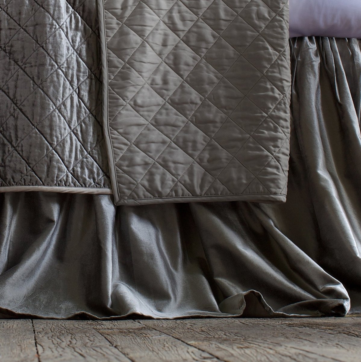 Bedskirt Panels - Chloe Steel Velvet by Lili Alessandra at Fig Linens and Home