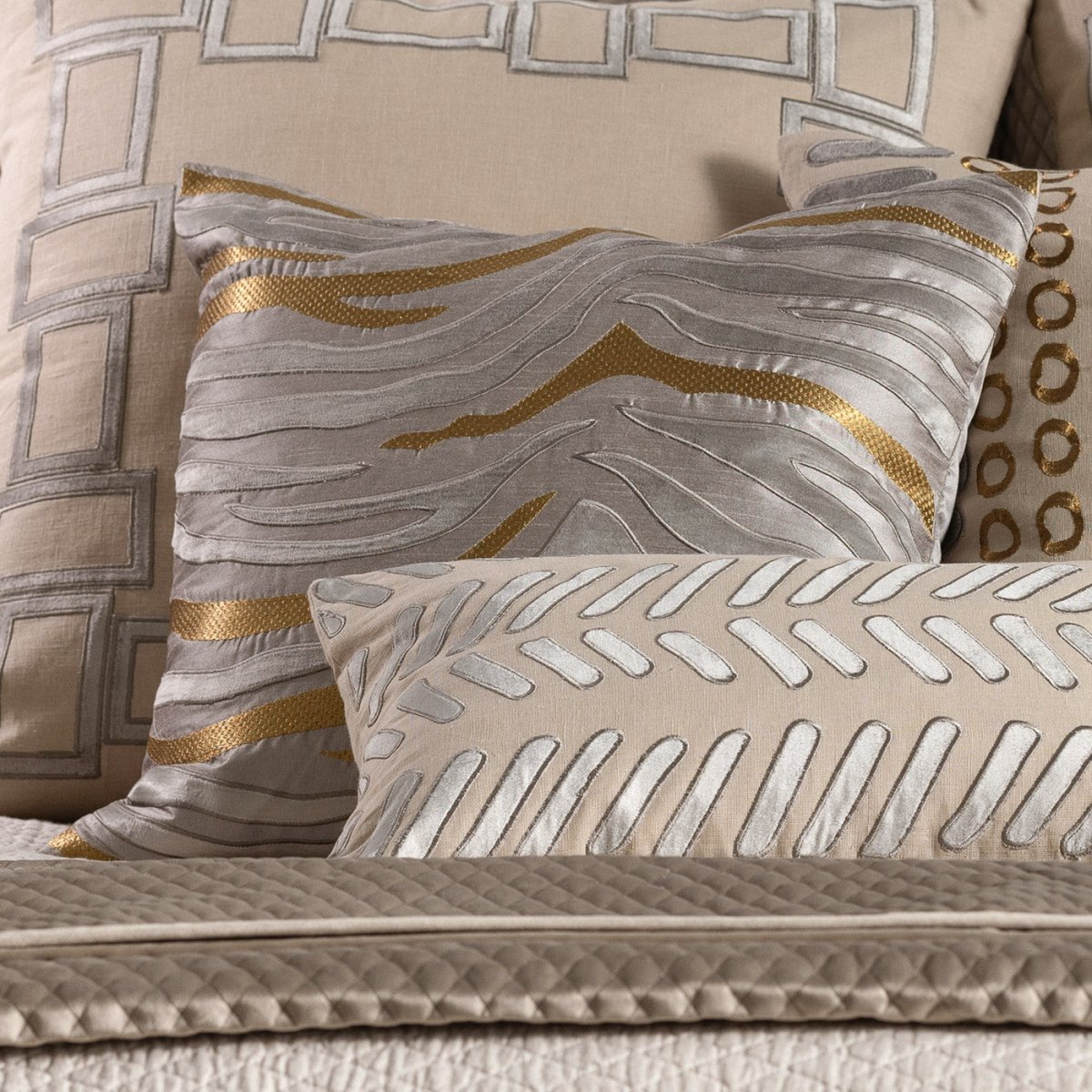 Lili Alessandra Tiger Square Pillow Pewter / Platinum / Gold 22x22 at Fig Linens and Home - View 2