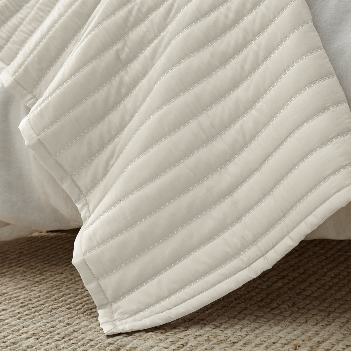 Urban Bamboo White Quilt - Lili Alessandra Quilted Coverlet at Fig Linens and Home 3