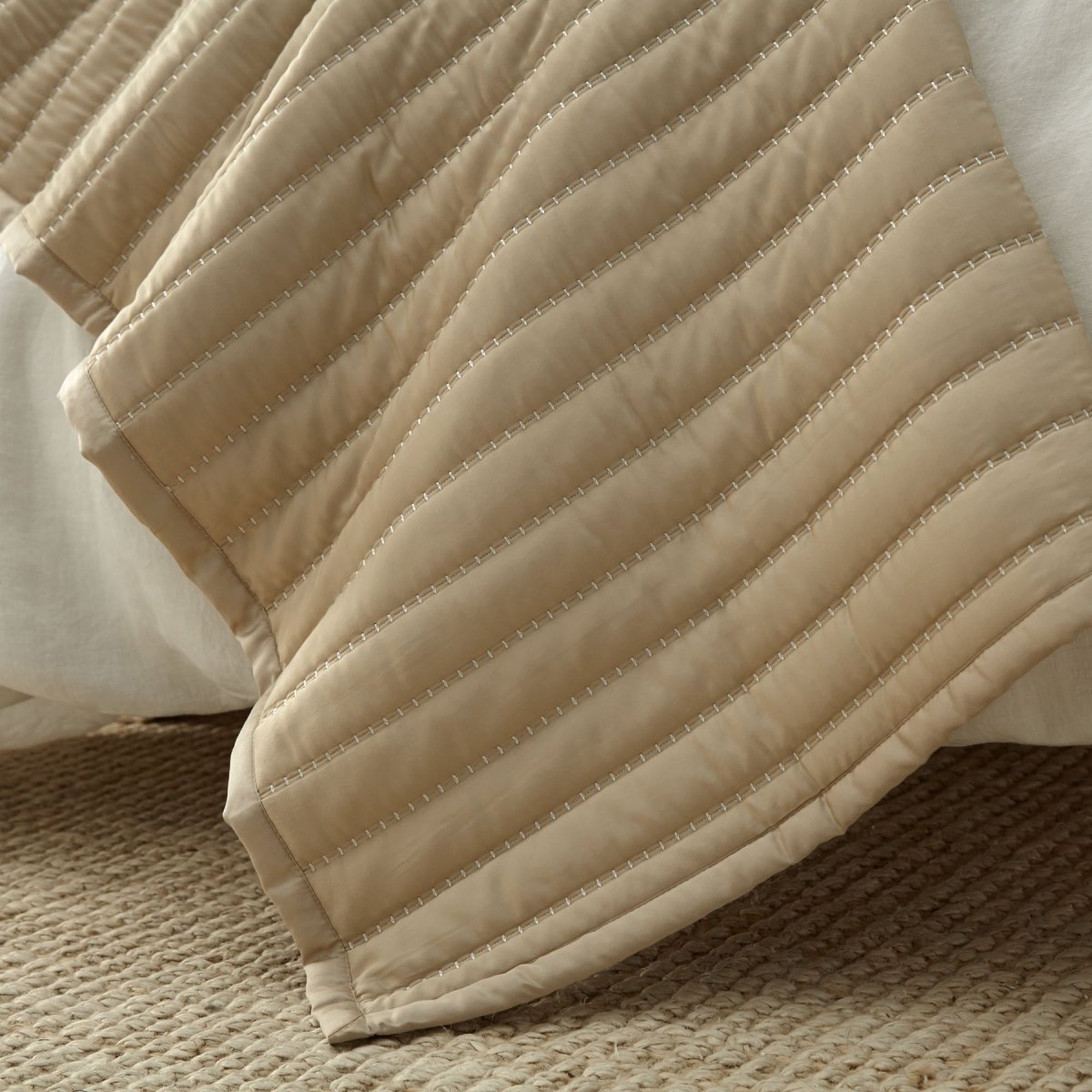 Urban Bamboo Champagne Quilt - Lili Alessandra Quilted Coverlet at Fig Linens and Home 3
