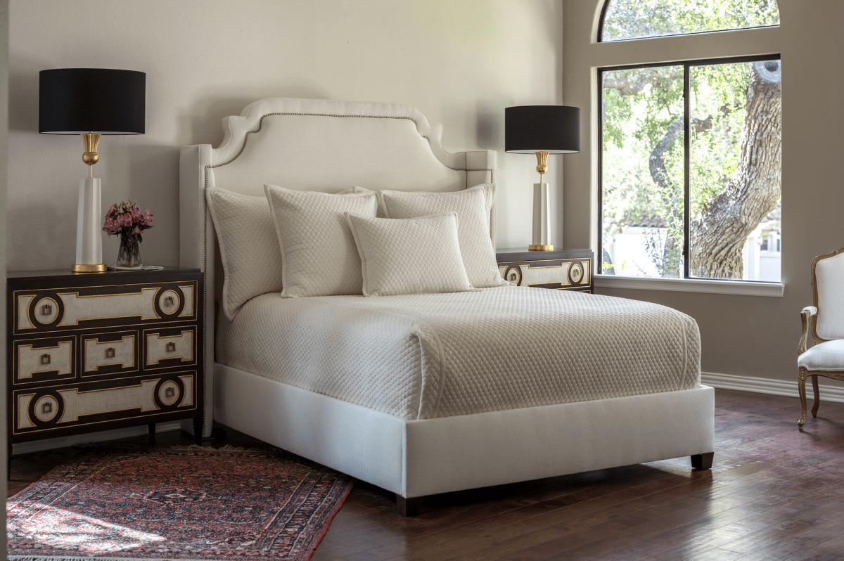 Lili Alessandra Laurie Quilted Ivory Basketweave