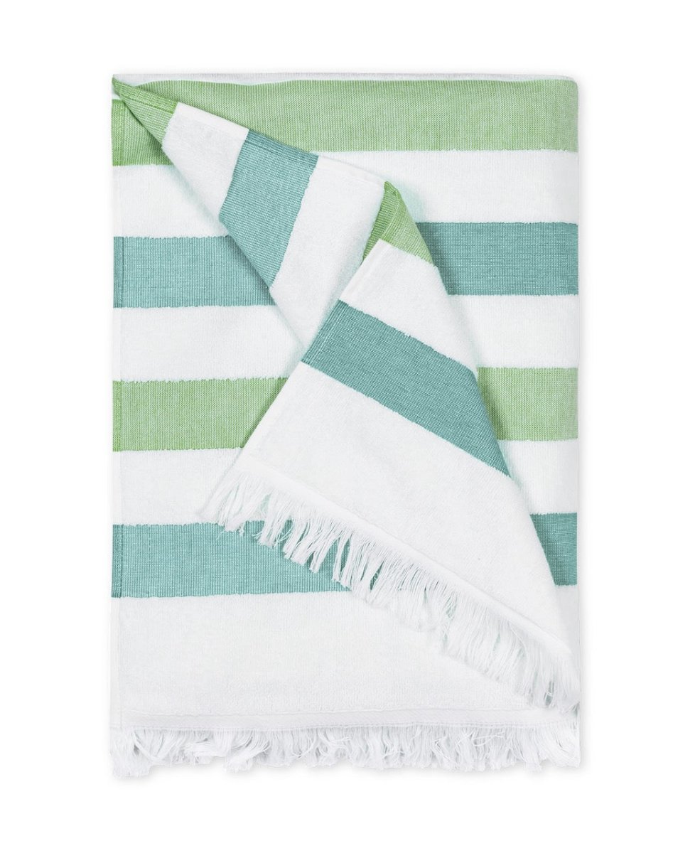 Amado Palm Stripe Beach Towel | Matouk Pool Towels at Fig Linens and Home