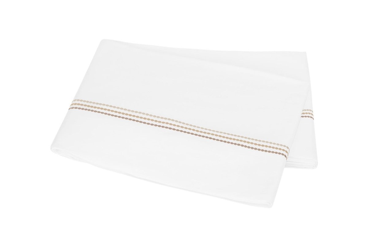 Flat Sheet - Matouk Amara Triple Pearl Bedding at Fig Linens and Home shown in Beach Dune on White