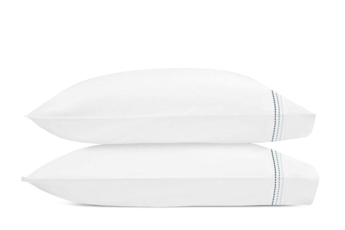 Pillowcases - Matouk Amara Triple Pearl Bedding at Fig Linens and Home shown in Hazy Pool on White