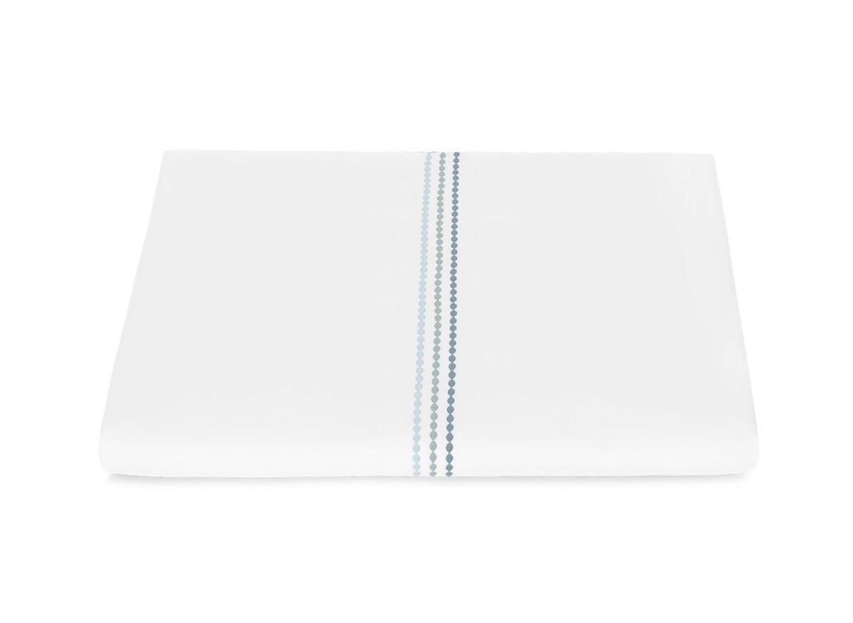 Duvet Cover - Matouk Amara Triple Pearl Bedding at Fig Linens and Home shown in Hazy Pool on White