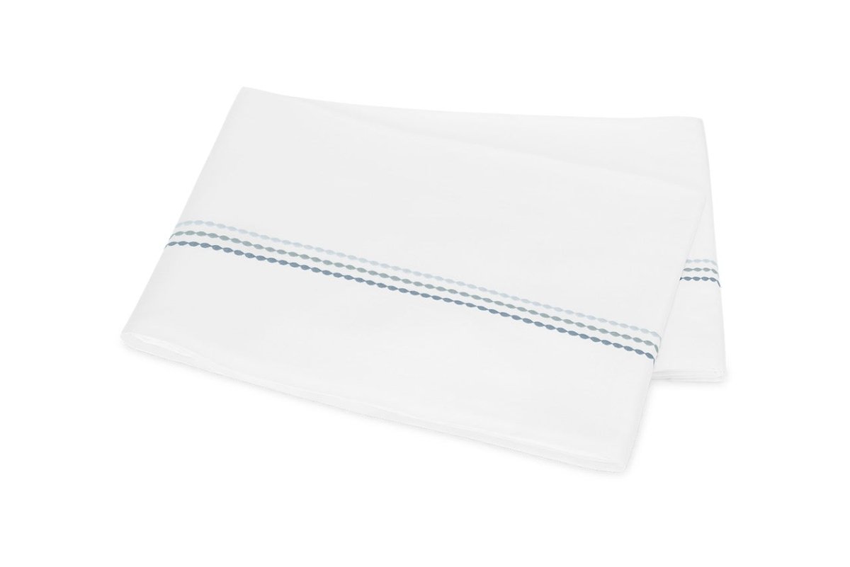 Flat Sheet - Matouk Amara Triple Pearl Bedding at Fig Linens and Home shown in Hazy Pool on White