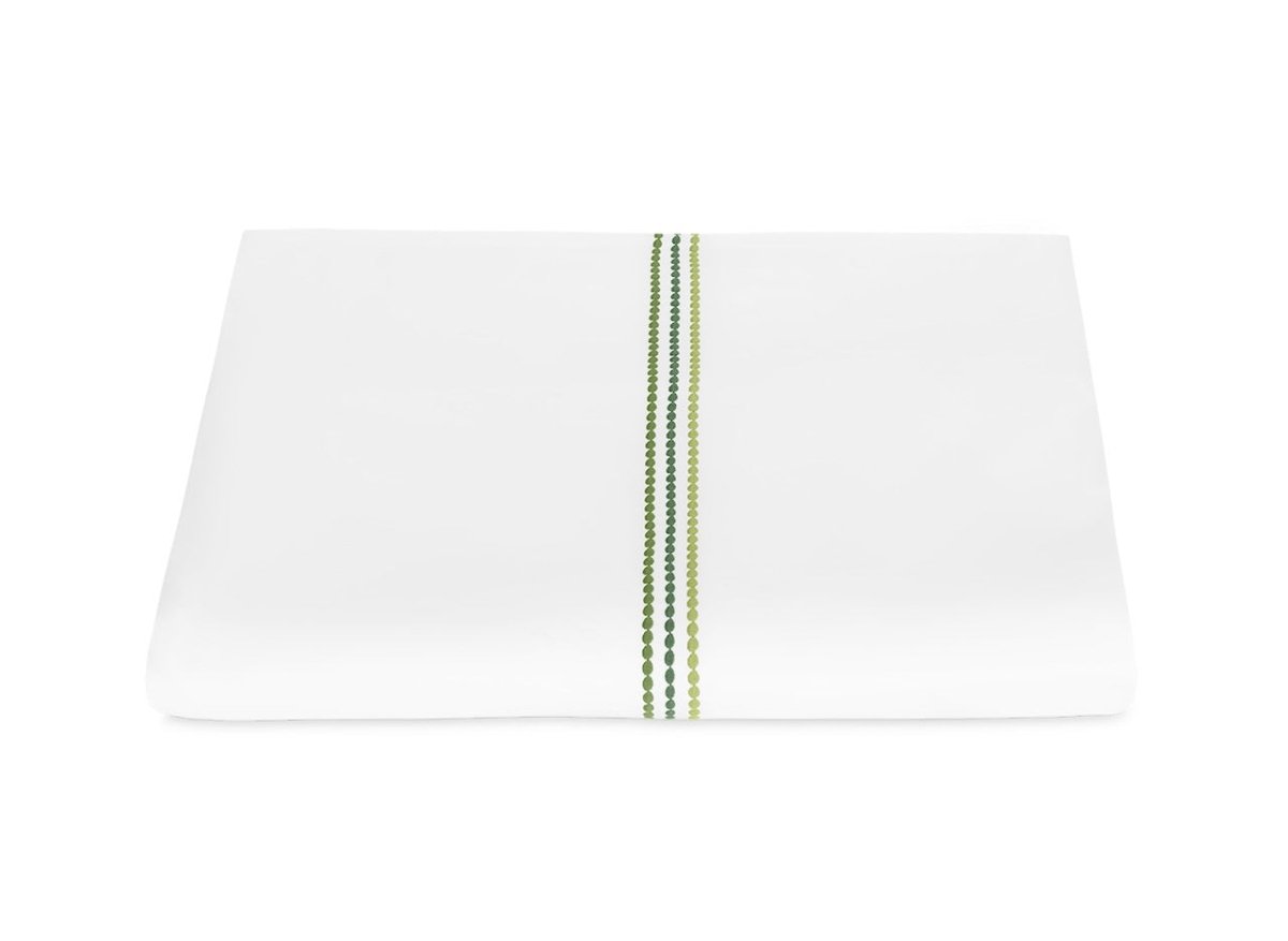 Duvet Cover - Matouk Amara Triple Pearl Bedding at Fig Linens and Home shown in Palm Green on White