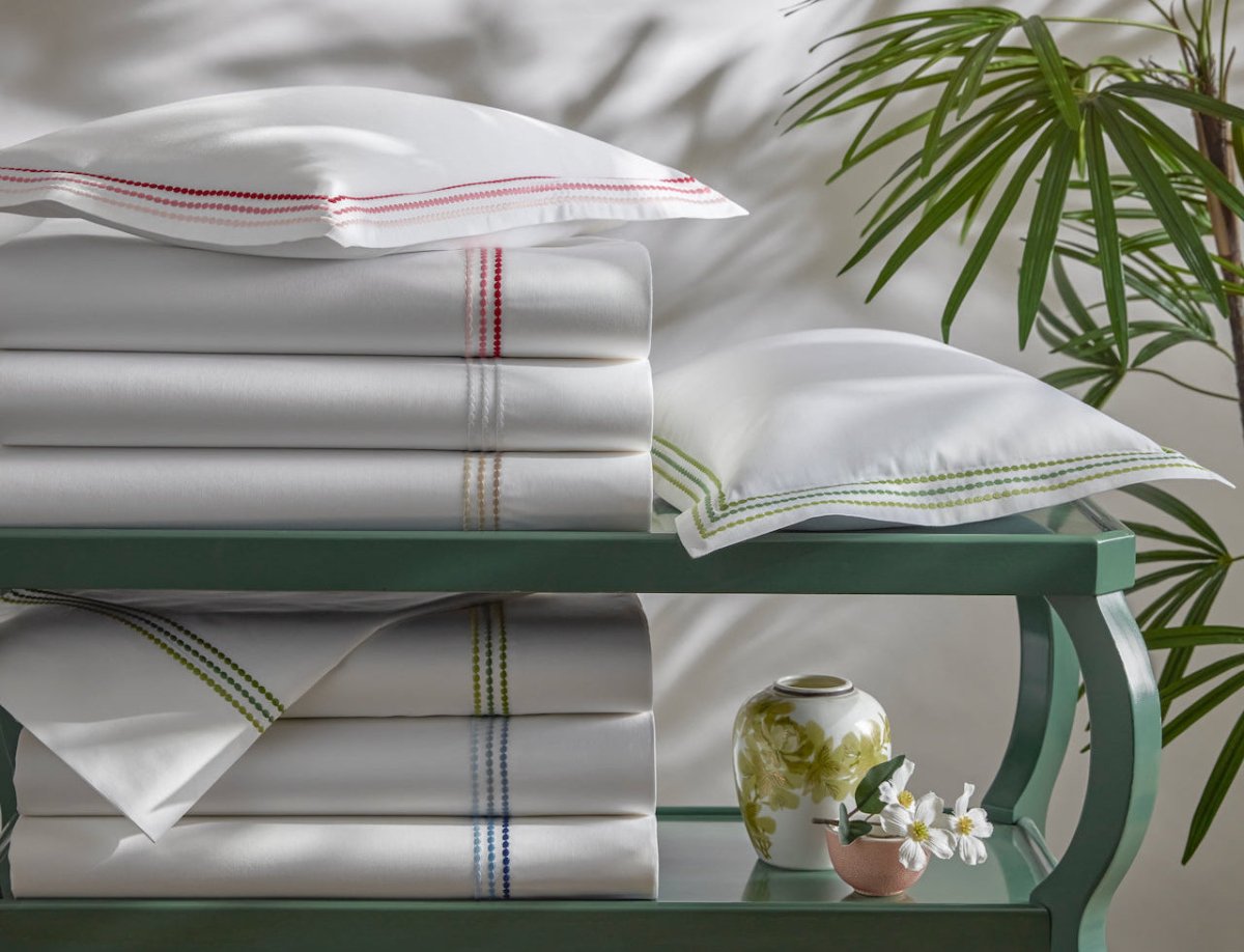 Amara Triple Pearl Bedding by Matouk | Fig Linens and Home View 1 with all colors Stacked