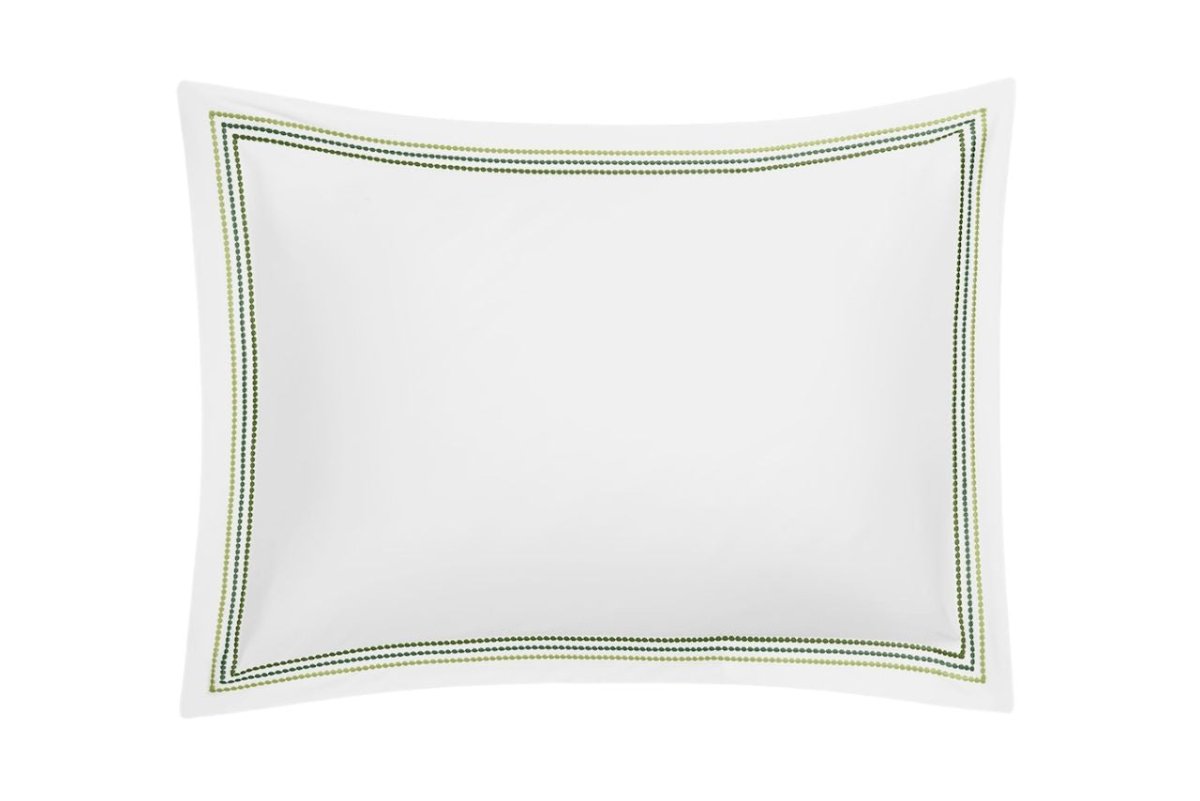 Pillow Sham - Matouk Amara Triple Pearl Bedding at Fig Linens and Home shown in Palm Green on White