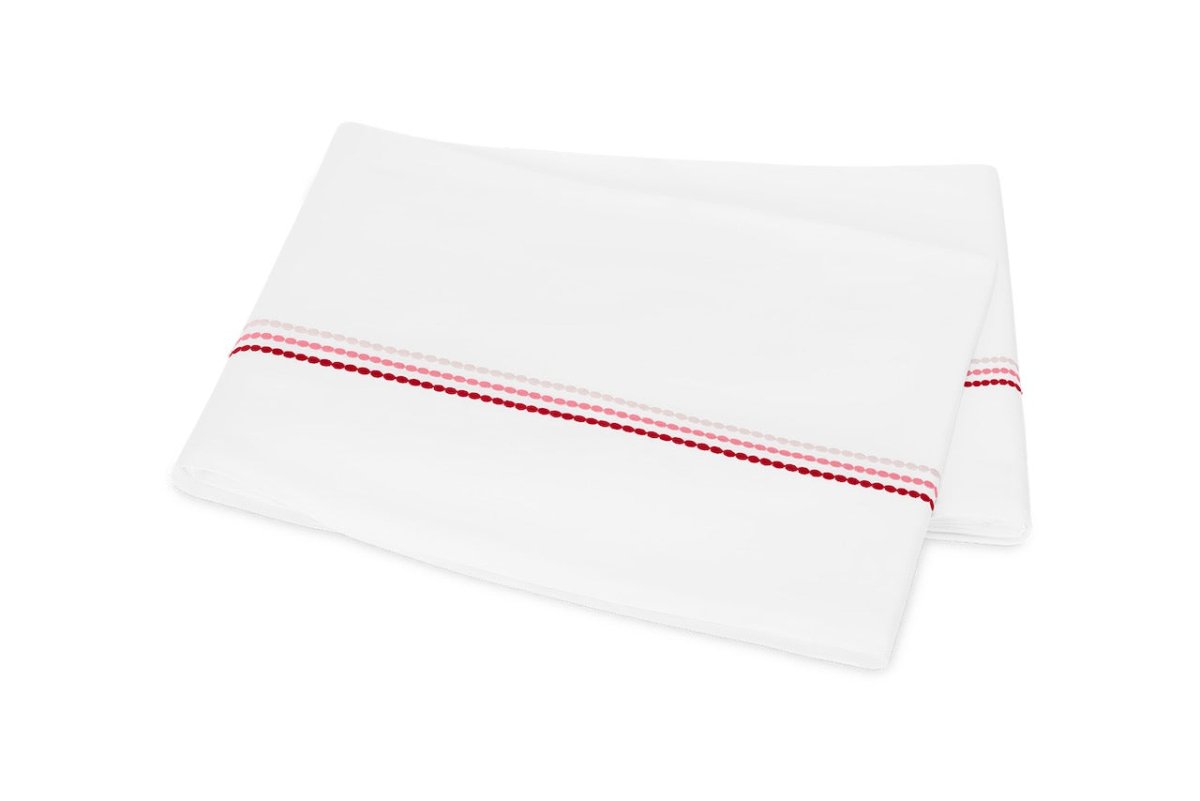 Flat Sheet - Matouk Amara Triple Pearl Bedding at Fig Linens and Home in Paradise Pink on White