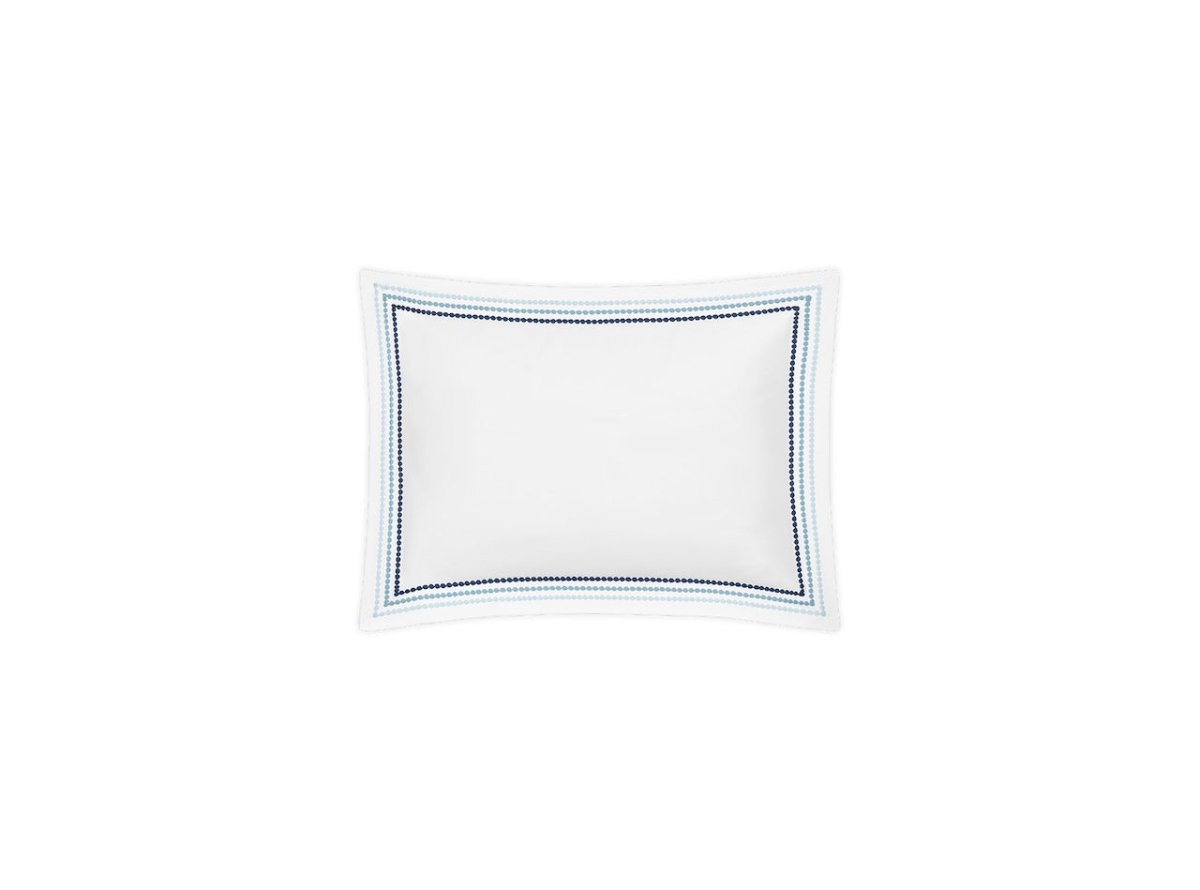 Boudoir Sham - Matouk Amara Triple Pearl Bedding at Fig Linens and Home in Sailor Blue on White