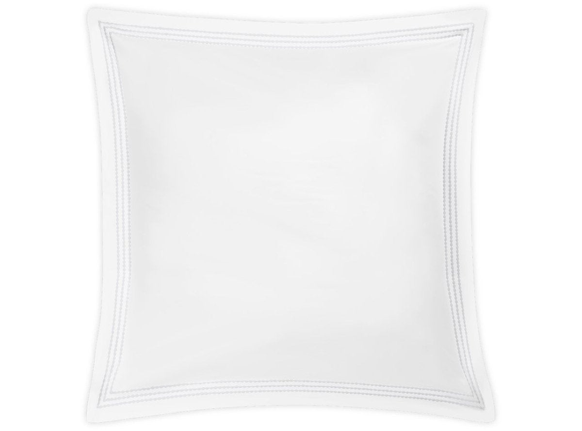 Euro Sham - Matouk Amara Triple Pearl Bedding at Fig Linens and Home in White Embroidery on White