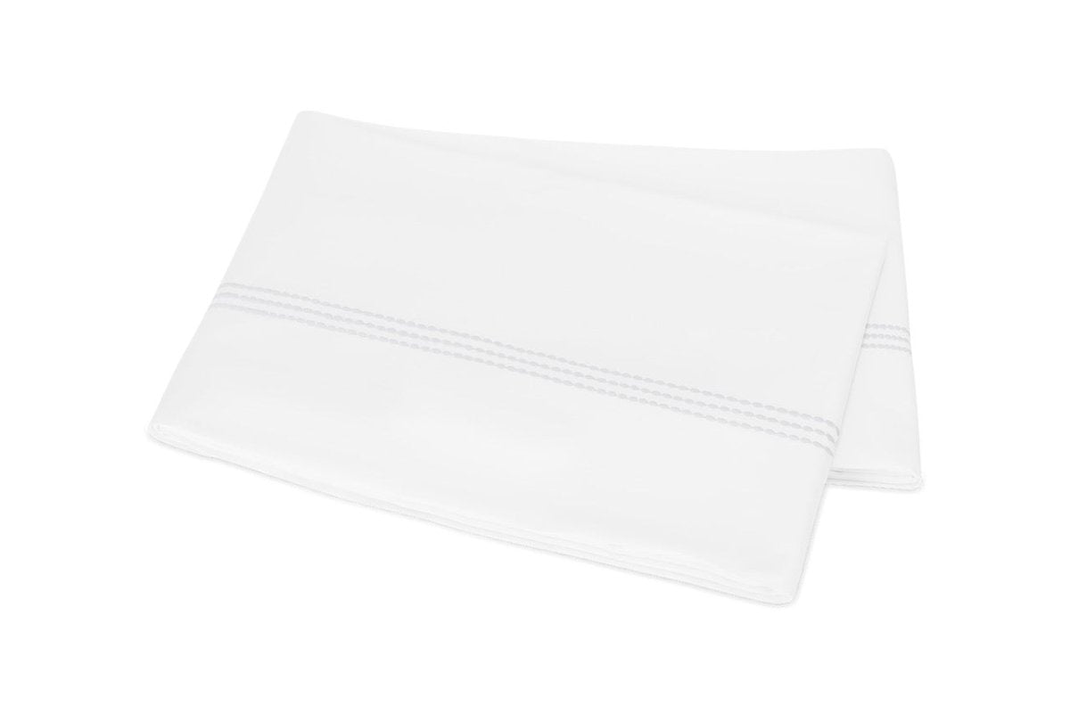 Flat Sheet - Matouk Amara Triple Pearl Bedding at Fig Linens and Home in White Embroidery on White