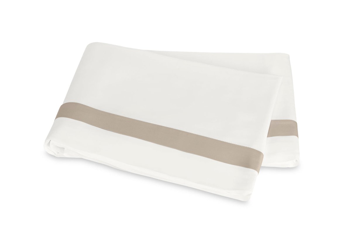 Queen Flat Sheet - Matouk Ambrose Bedding in Bone and Khaki at Fig Linens and Home