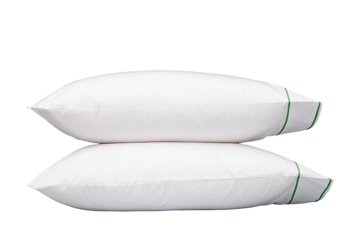 Matouk Bedding - Ansonia Palm Green Cotton Pillowcases at Fig Linens and Home