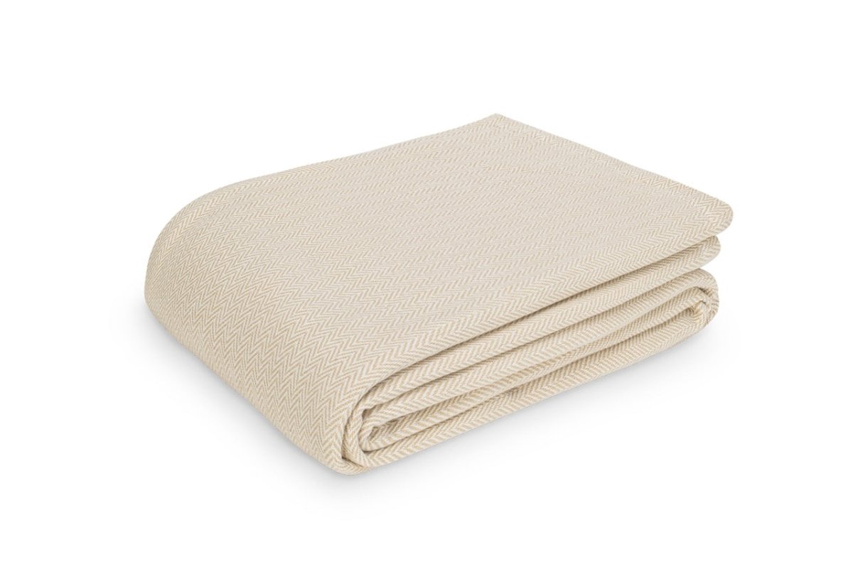 Matouk Avalon Cotton Blanket in Champagne at Fig Linens and Home