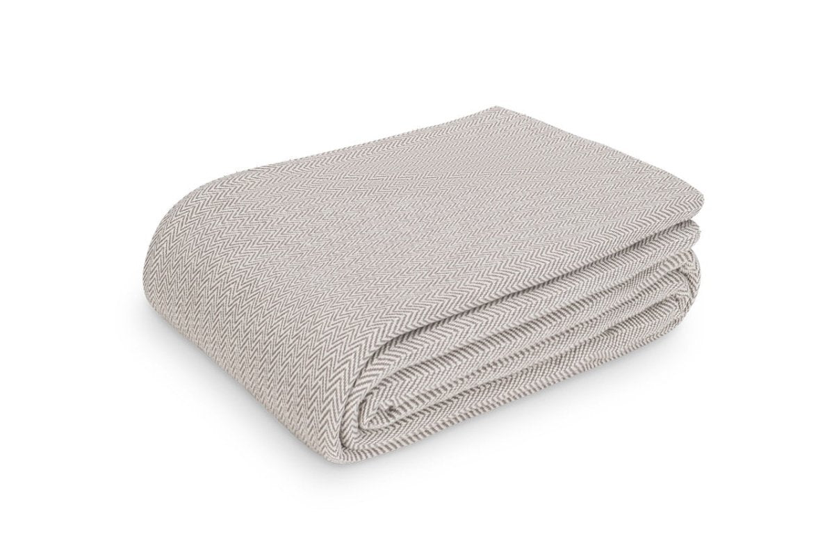 Matouk Avalon Cotton Blanket in Platinum at Fig Linens and Home