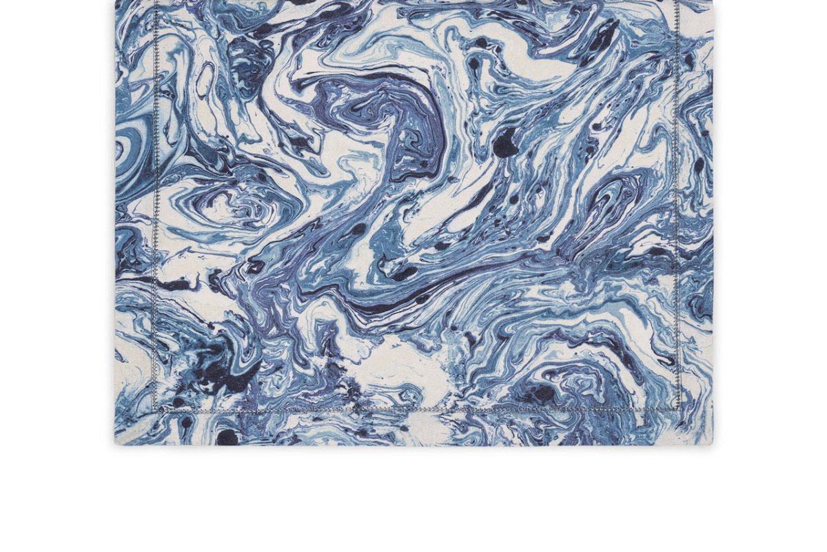 Matouk Schumacher Balthazar Lapis Blue Table Runner | Fig Linens and Home