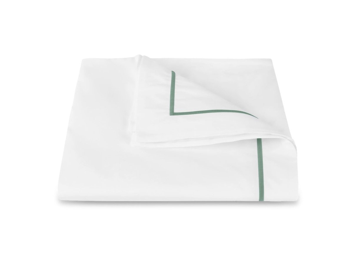 Queen Duvet Cover - Matouk Bergamo Giza Cotton Bedding in Celadon