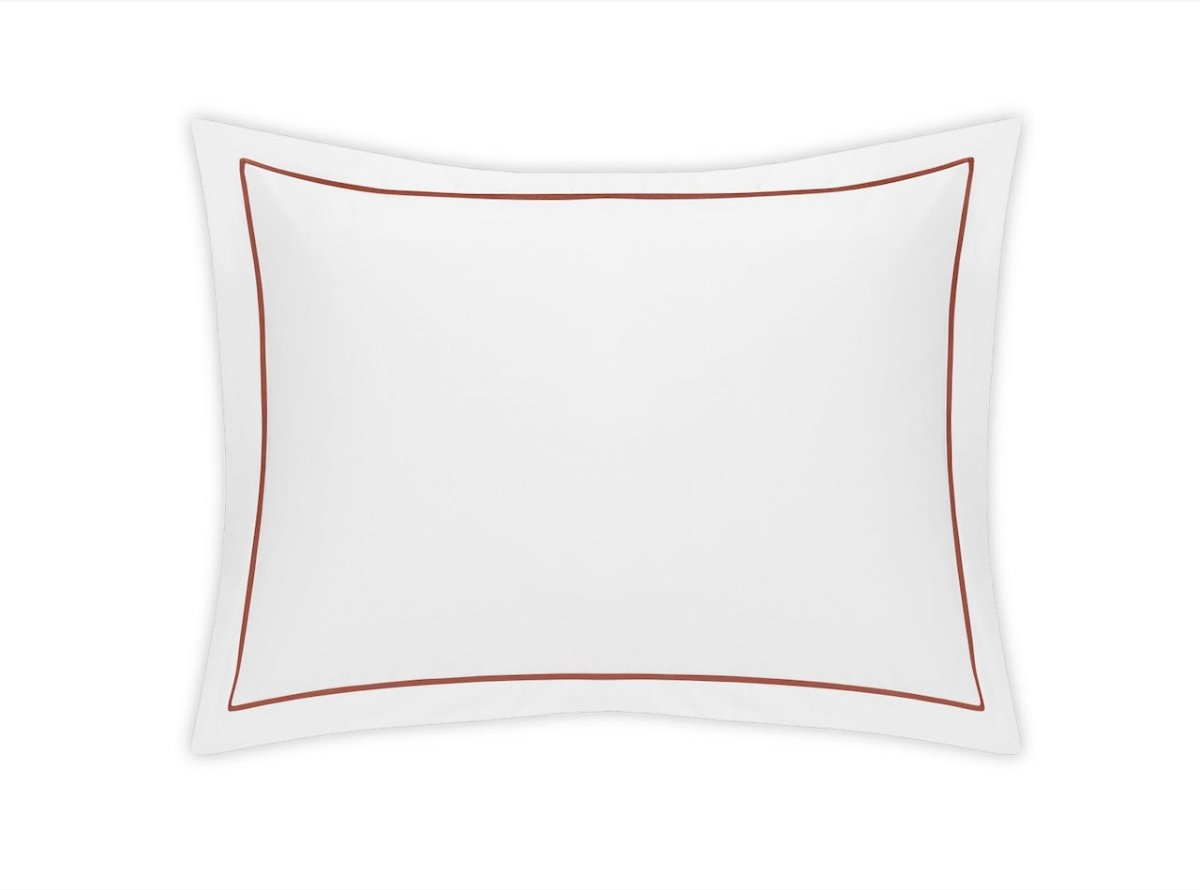 King Pillow Sham - Matouk Bergamo Deep Coral Giza Percale Bedding