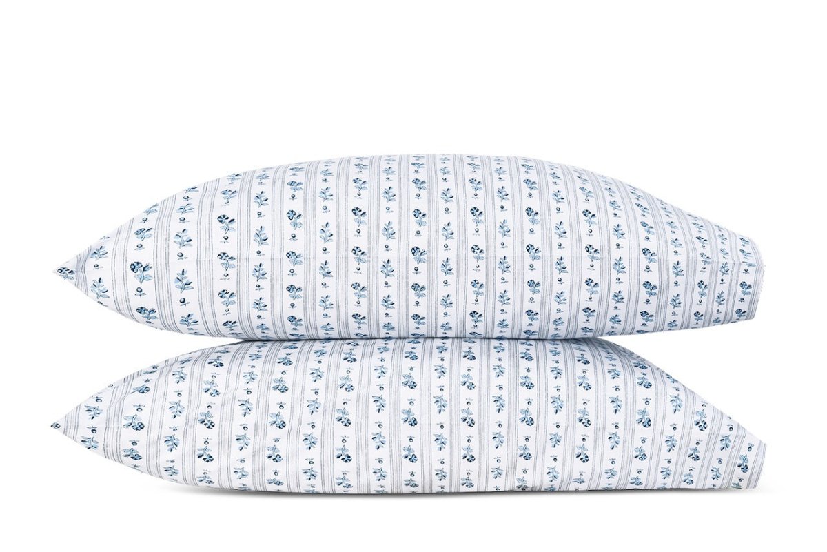 King Pillowcases - Matouk Cabanon Stripe Blue Bedding at Fig Linens and Home