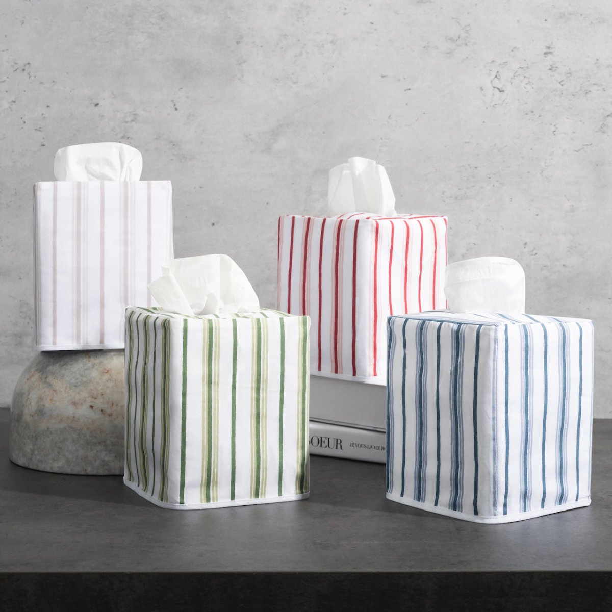 Calypso Tissue Box Cover by Matouk Schumacher | Bath Accessories at Fig Linens and Home