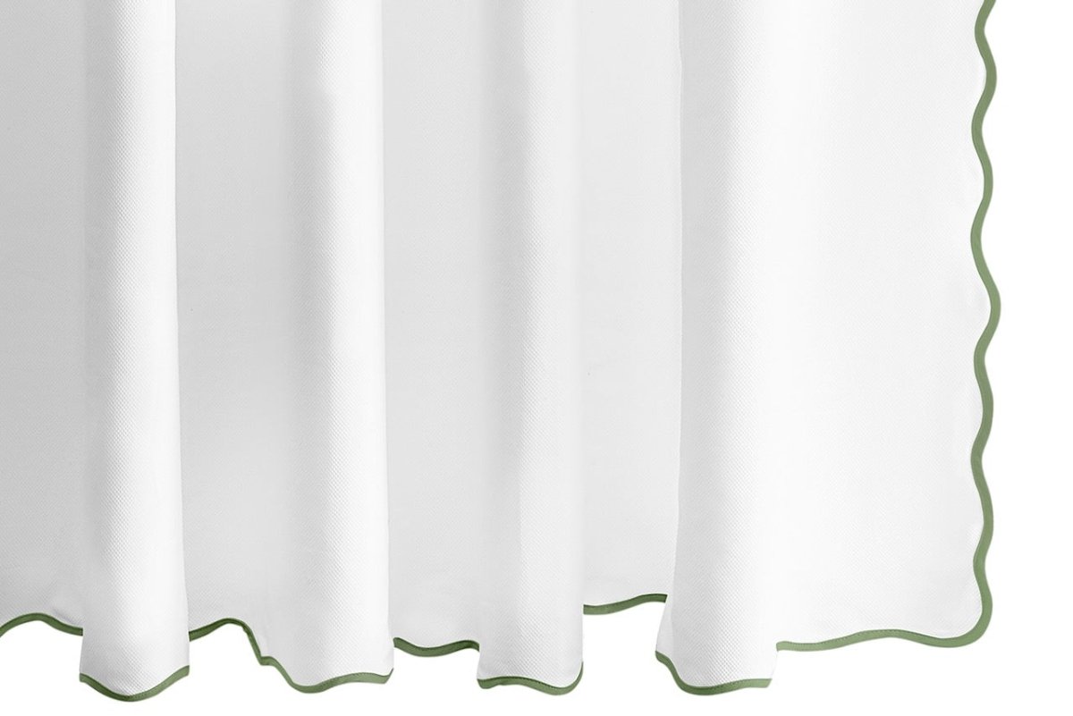 Matouk Shower Curtain - Camilla Pique Palm Green at Fig Linens and Home