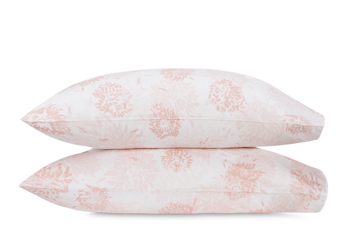 Matouk Tillett Chrysanthemum Pillowcases Blush Pink at Fig Linens and Home