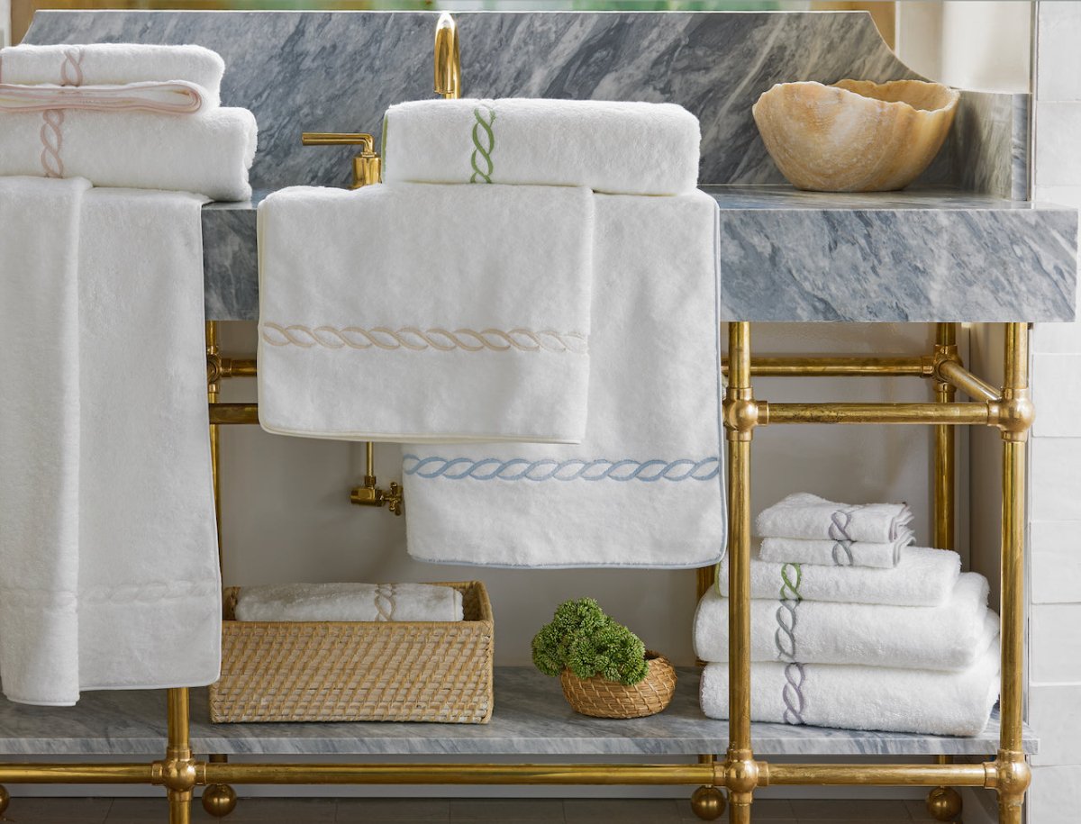 Classic Chain Towel Collection by Matouk at Fig Linens and Home - Lifestyle view 3