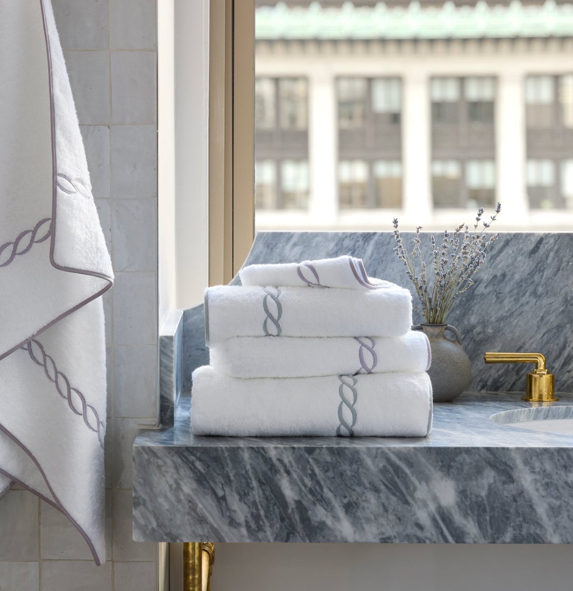 Classic Chain Towel Collection by Matouk at Fig Linens and Home - Lifestyle view 4