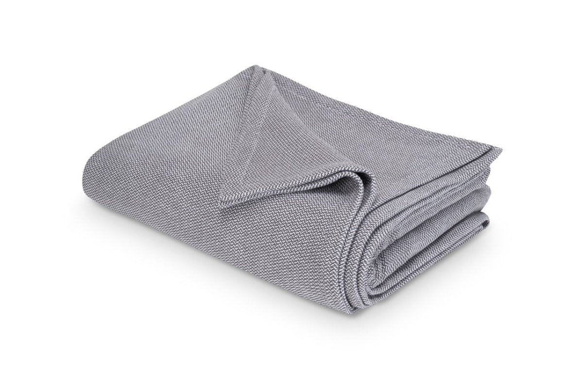 Cotton Bed Blanket - Matouk Costa Mesa Twin Blanket Charcoal - Fig Linens and Home