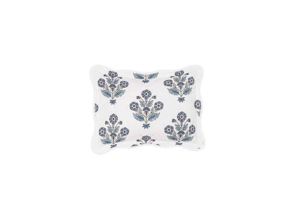 Dalila Quilted Mineral Blue Boudoir Pillow Sham | Matouk Schumacher at Fig Linens and Home