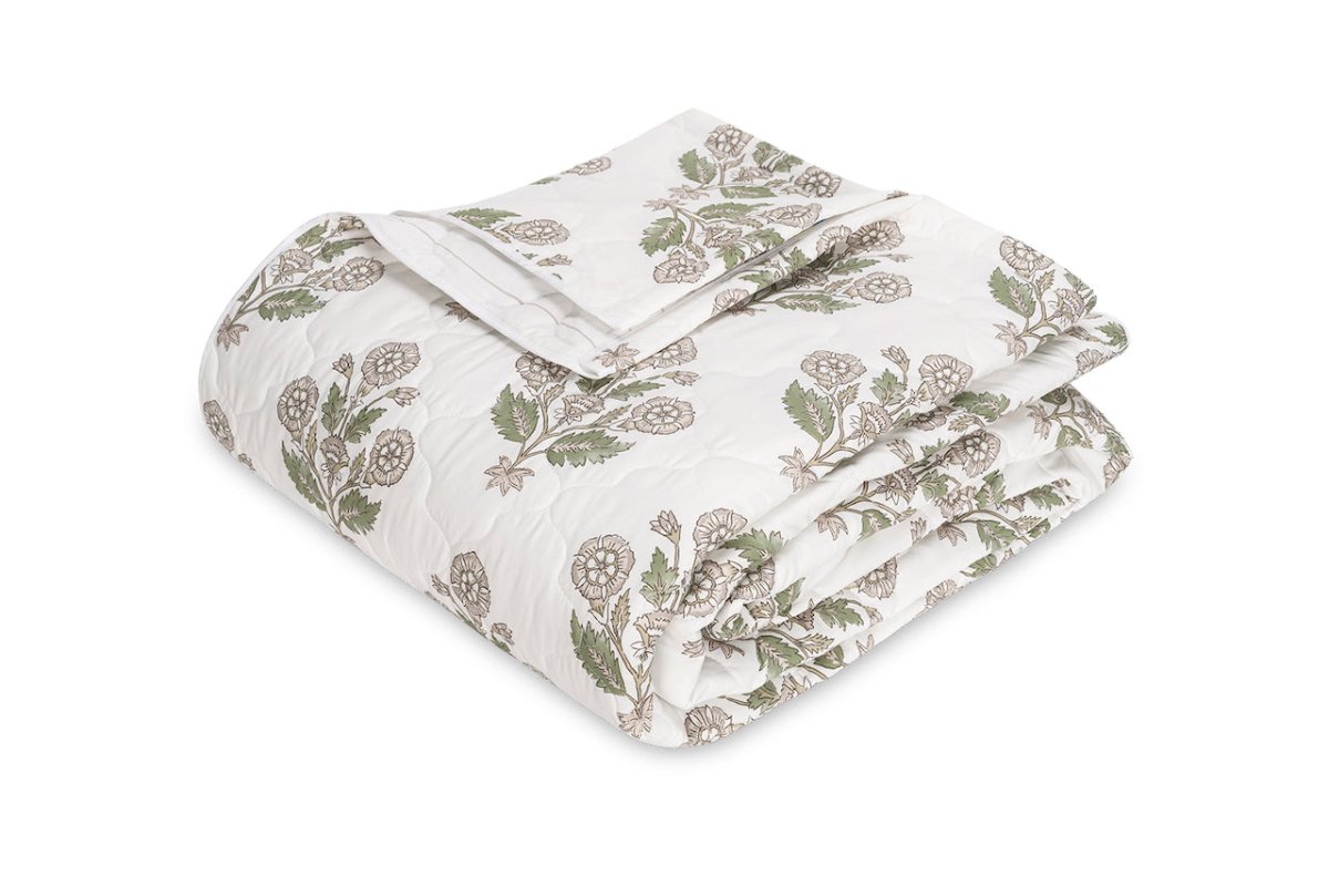 Dalila Quilted Coverlet in Pebble | Matouk Schumacher at Fig Linens and Home