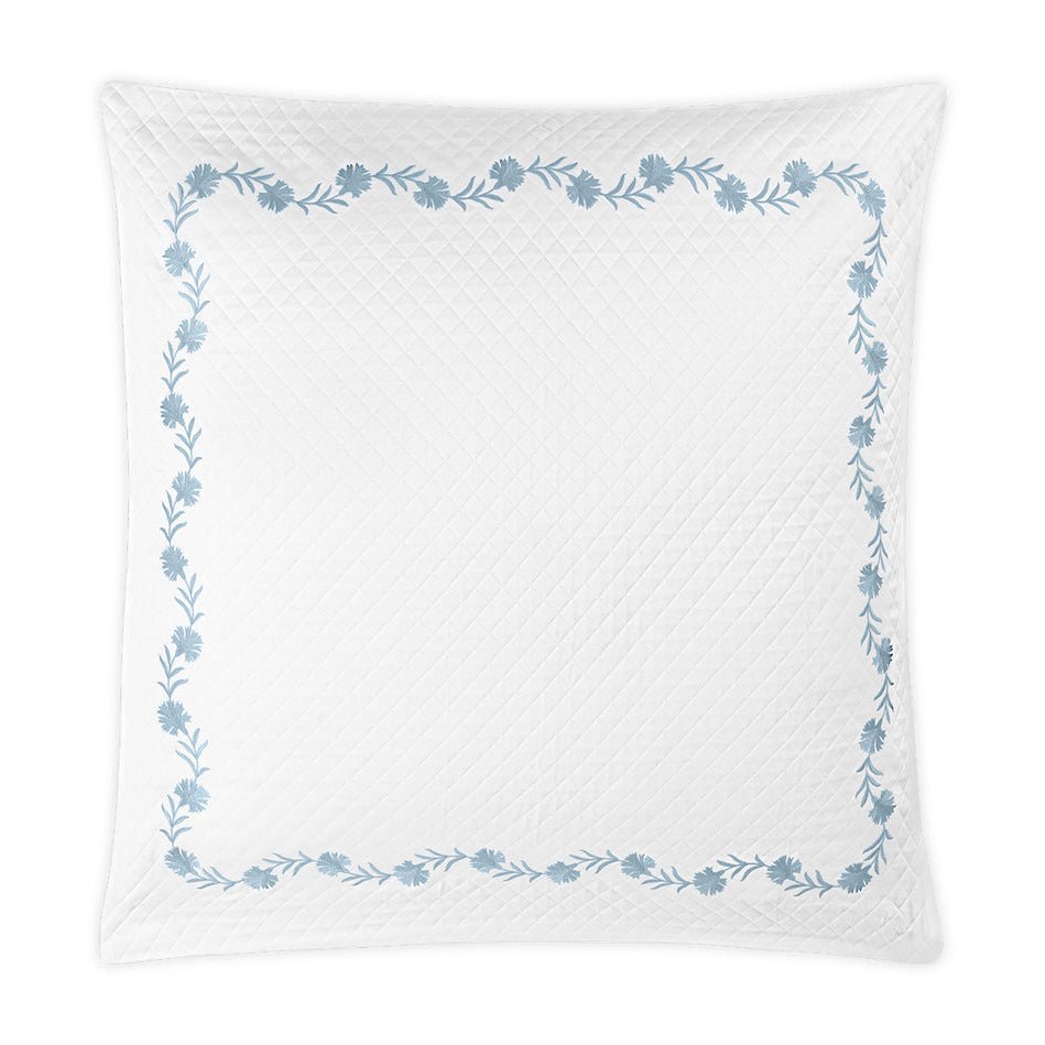 Daphne Matelassé in Hazy Blue | Matouk Euro Square Sham at Fig Linens and Home