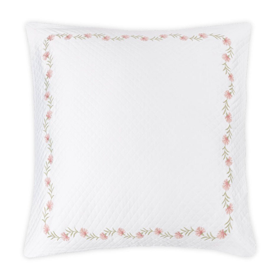 Daphne Matelassé in Peony Pink | Matouk Euro Sham at Fig Linens and Home