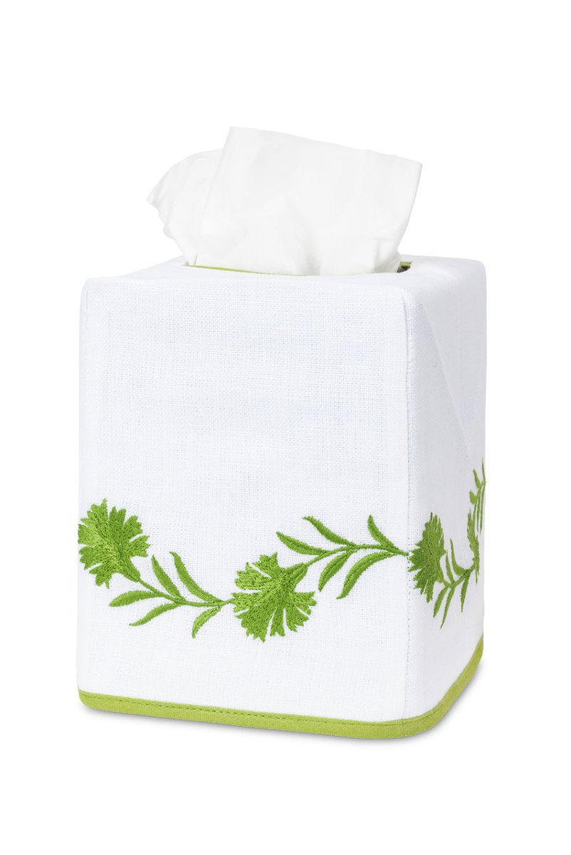 Daphne Tissue Box Covers by Matouk - Grass on White at Fig Linens and Home