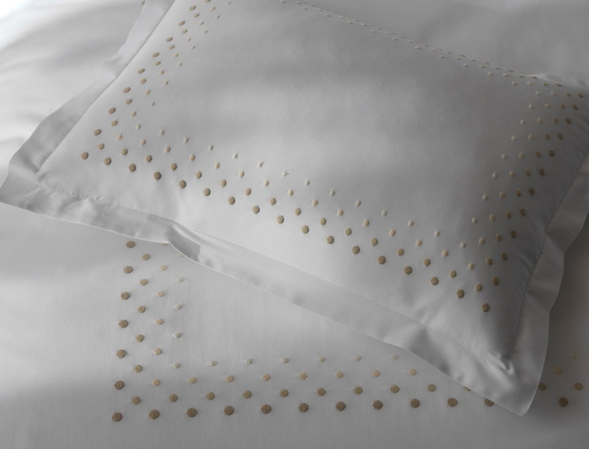 Duvet and Shams on Bed - Matouk Dorothy Cotton Percale Bedding at Fig Linens and Home