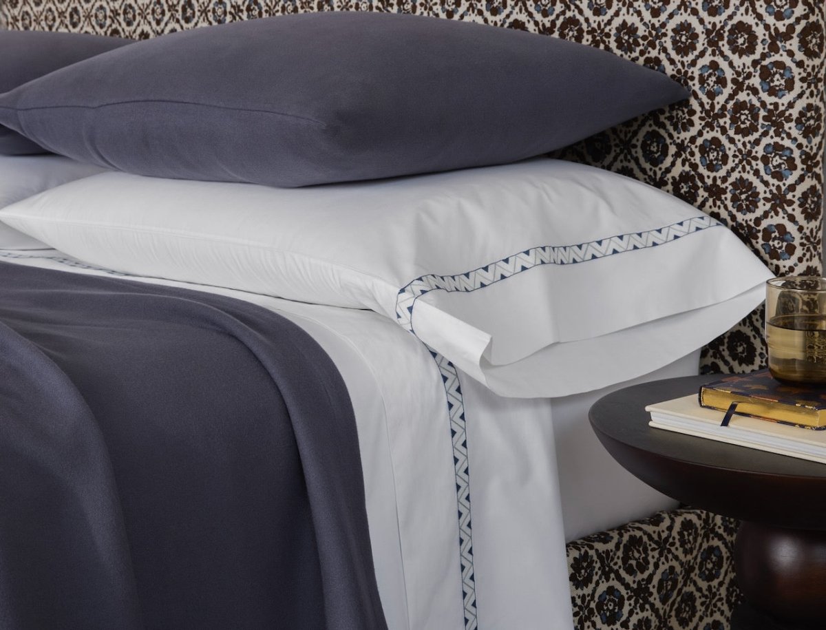 Matouk Dream Modal Blankets - Lifestyle Photo in Ink at Fig Linens and Home