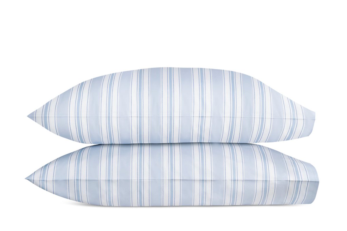 Pillowcases - Elio Stripe Bedding in Blue | Matouk Schumacher at Fig Linens and Home