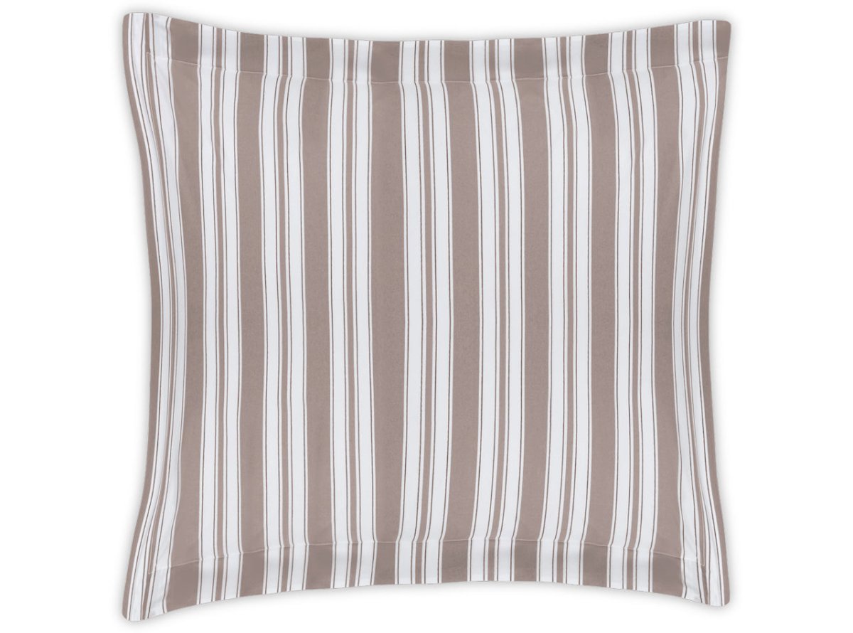 Euro Square Sham - Elio Stripe Bedding in Mocha | Matouk Schumacher at Fig Linens and Home