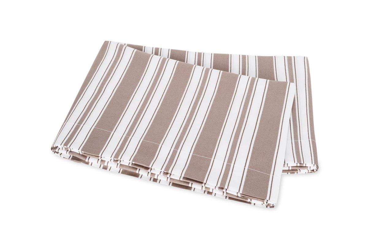 Flat Sheet - Elio Stripe Bedding in Mocha | Matouk Schumacher at Fig Linens and Home