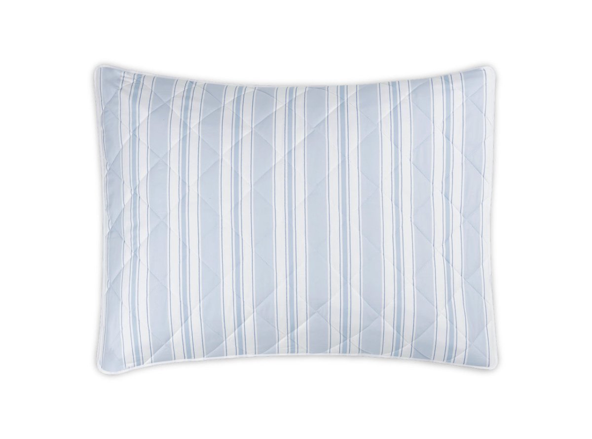 Quilted Sham - Matouk Schumacher Quilted Elio Stripe in Blue at Fig Linens and Home